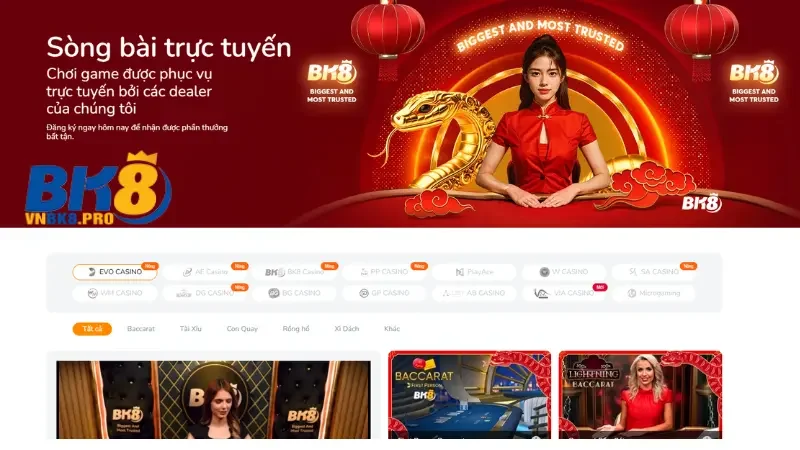 Sòng bài trực tuyến bk8 đẳng cấp